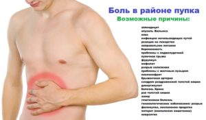 Болит чуть выше пупка